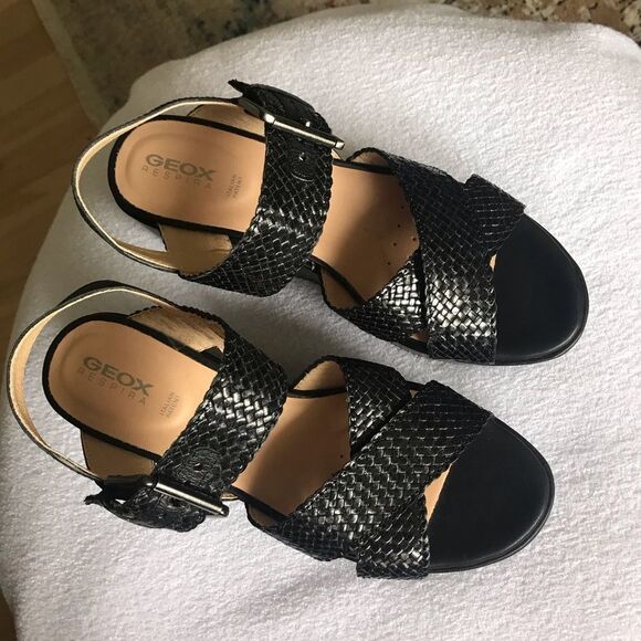 New Geox Sandals Wedge for Women Black 37 1/2 - Picture 8 of 12